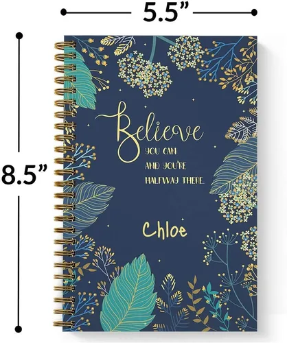 Vista 3 de Hardcover Believe You Can - Cuaderno motivacional personalizado, acabado mate satinado, 120 páginas del papel seleccionado, coloque espiral plana