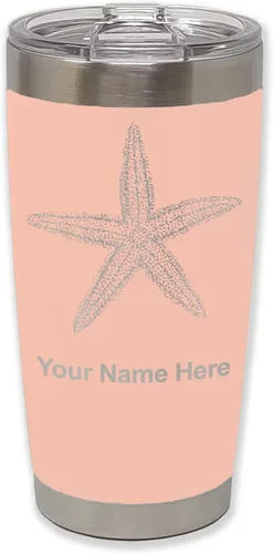 Vista 35 de LaserGram 20oz Vacuum Insulated Tumbler Mug, Starfish, Personalized Engraving Included (Black)