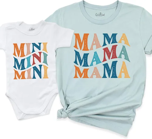 Vista 6 de Mama Mini Set Shirt, Retro Mama Shirt, Mommy and me Shirt, Matching Mommy and Me Shirt, Mommy and Me Outfits, Mom and Daughter Shirts, Mothers Day