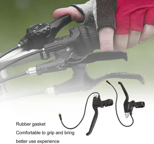 Vista 3 de VBESTLIFE Palanca de frenos de bicicleta, 2 palancas de freno de bicicleta eléctrica, 12.6 in, alambre impermeable, mangos de freno para BBSHD BBS01