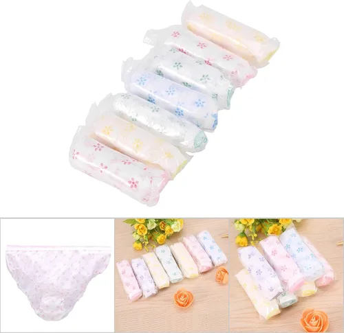 Vista 4 de Bragas desechables, ropa interior para mujer, calzoncillos de papel de algodón para viajes y estancias hospitalarias, 7 piezas (XL), Predeterminado