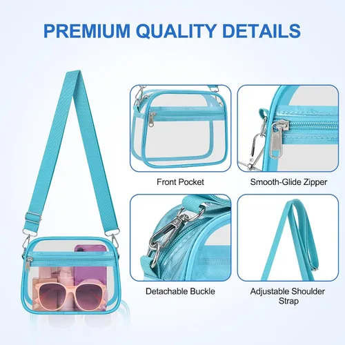 Vista 5 de COK Bolsa transparente para eventos de estadio, bolsas cruzadas para mujeres y hombres, bolso transparente para conciertos y festivales