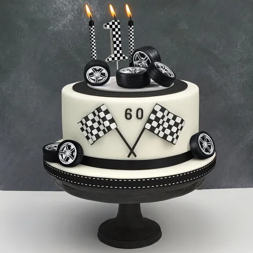 Vista 7 de 13 velas de cumpleaños temáticas de coches de carreras, número 1 vela a Velas de pastel de cumpleaños a cuadros en blanco y negro para decoración