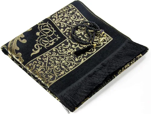 Vista 8 de ihvan online Alfombra de oración musulmana y cuentas de oración con caja de regalo cilíndrica de diseño elegante, Janamaz, suave sajadah, juego