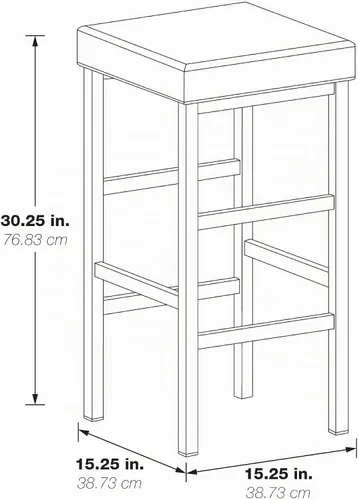 Vista 3 de OSP Home Furnishings Taburete sin respaldo con marco dorado, 30 pulgadas, blanco