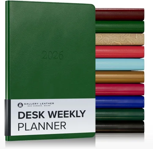 Vista 26 de Gallery Leather Planificador Semanal y Mensual Grande 2025-2026, Calendario Planificador y Cuaderno Elegantemente Encuadernado con Elegantes Bordes