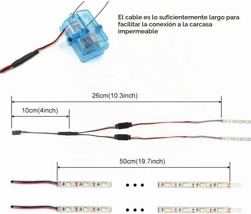 Vista 4 de Tiras de luz LED impermeables para autos RC, camiones, aviones, barcos, drones, ala fija, modelo de ala AR, luz de resplandor inferior (blanco)