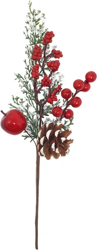 Vista 9 de BANBERRY DESIGNS Púas de Navidad – Plantación de piña con punta de nieve – racimos de bayas rojas y manzanas – Decoración – Artesanía – 9 piezas
