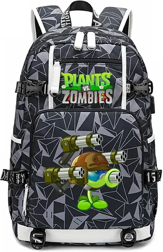 Vista 6 de ISaikoy Game Plants vs. Zombies - Mochila de hombro para libros, mochila escolar, color gris, Gris 15, Mochilas Daypack