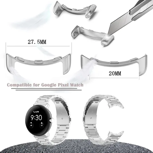 Vista 3 de Miimall Compatible con Google Pixel Watch 2Adapter, adaptador de conexión de metal en forma de arco de 0.787 pulgadas para accesorios de Google