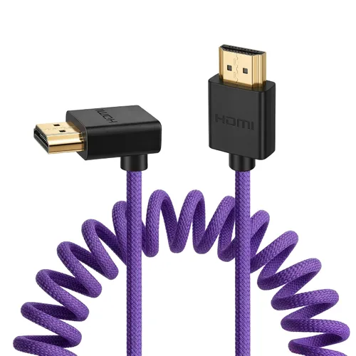 Vista 32 de 8K HDMI a abajo HDMI de alta velocidad negro en espiral trenzado cable para Sony A7S3 FX3 FX9 Canon C70 Z CAM E2 cámara Atomos Ninja V Shinobi Cable