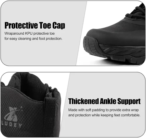 Vista 4 de Botas militares tácticas ligeras para hombre, cómodas, transpirables, duraderas, con cremallera lateral YKK, antideslizantes, botas de combate