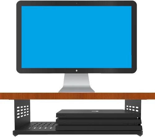 Vista 4 de Soporte de computadora debajo del escritorio para computadoras y PC SFF de factor de forma pequeño, con espacio de 17.3 pulgadas x 4 pulgadas