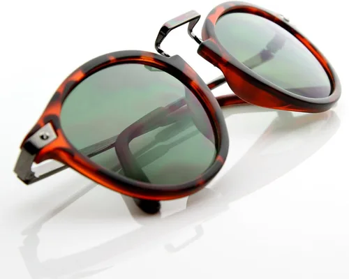 Vista 3 de Gafas de sol retro vintage inspiradas en el borde con cuernos redondo P-3 marco