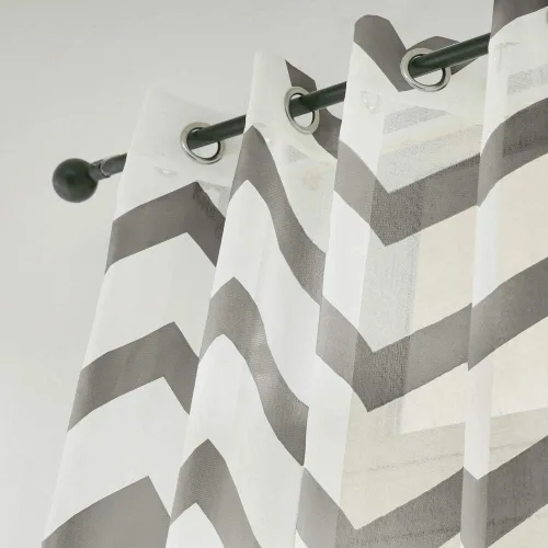 Vista 2 de NAPEARL - Cortina semitransparente de lino sintético con diseño jacquard geométrico