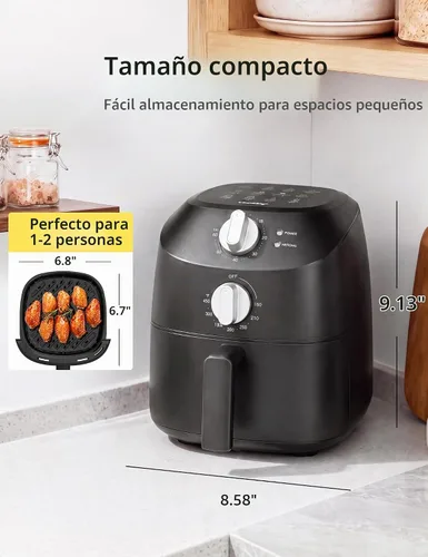 Vista 6 de COMFEE' Compacta Freidora de Aire de 2.1 Cuartos con 12 Opciones de Menú, Temporizador Ajustable y Control de Temperatura de 82-204 Grados C, Cesta