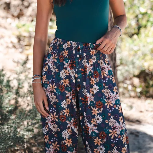 Vista 6 de Lotus and Luna Pantalones de harén para mujer, pantalones tailandeses para playa y descanso, cintura alta, pantalones bohemios, pantalones geniales