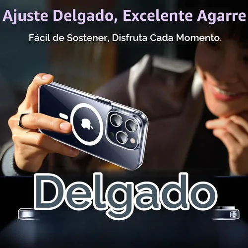 Vista 6 de Funda transparente diseñada para iPhone 15 Pro Max, compatible con MagSafe, antiamarilleo, protección contra caídas de grado militar, delgada, a