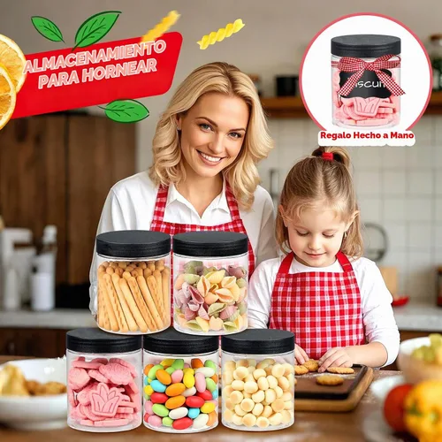 Vista 5 de sietpoek 48 PIEZAS Tarros de Plástico de 8 OZ con Tapas de Rosca, Etiquetas Recipientes Redondos Vacíos Rellenables de Slime para Almacenar