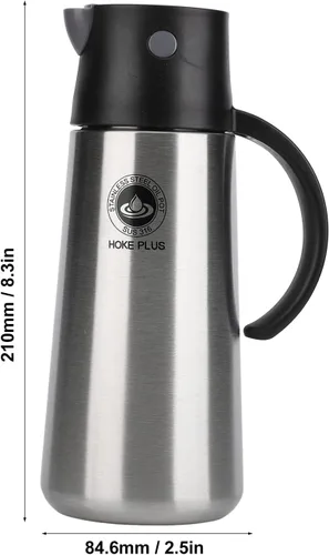 Vista 2 de Zerodis Recipiente de aceite de acero inoxidable Olla Dispensador de aceite de oliva Botella dispensadora de aceite ligera con tapa automática