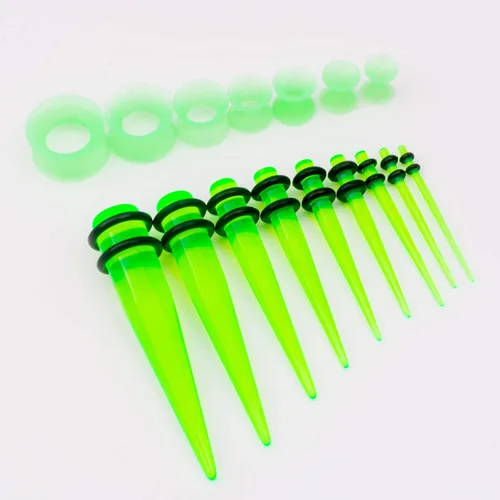 Vista 3 de CABBE KALLO Juego de 50 dilatadores de oreja de silicona, dilatadores y tapones acrílicos 14G-00G, juego de expansores de ojal para mujeres