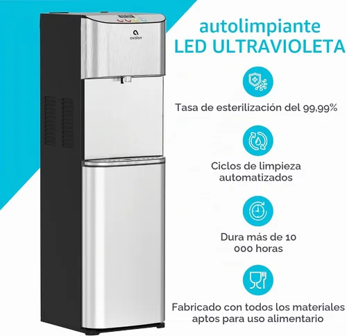 Vista 5 de Avalon Dispensador de agua eléctrico sin botella, 3 temperaturas, reloj digital con control de temperatura, autolimpieza, acero inoxidable