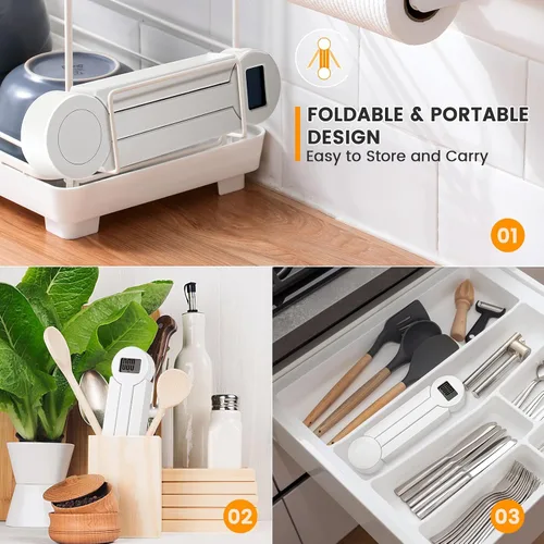 Vista 4 de Báscula de alimentos plegable, báscula digital de cocina, báscula compacta pequeña de alta precisión con pantalla LCD, báscula de alimentos portátil
