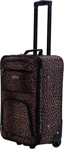 Vista 5 de Rockland Vara Softside - Juego de maletas verticales para equipaje de 3 piezas, Leopardo