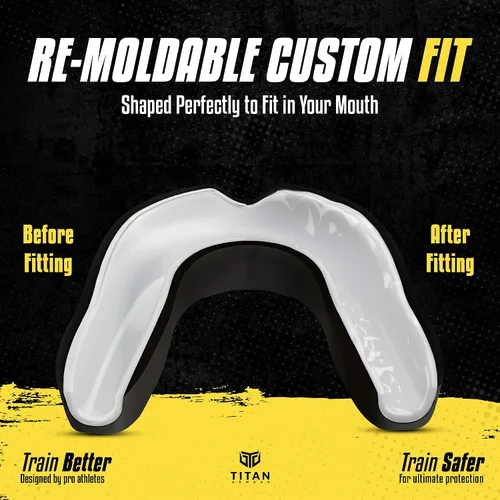 Vista 5 de Protector bucal de boxeo Doble capa premium Estuche incluido Boquilla de ajuste personalizado para adultos y jóvenes Protector bucal