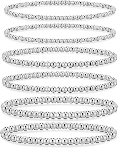 Vista 41 de adoyi - Pulseras de oro para mujer, impermeables, con cuentas de bolas chapadas en oro de 14K, pulseras ajustables apilables para regalos