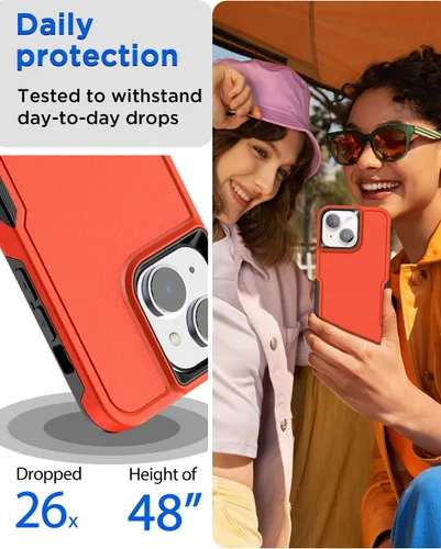 Vista 4 de AICase Funda para iPhone 15 Plus con protector de pantalla de vidrio + lente de cámara, resistente protección contra caídas, cuerpo completo
