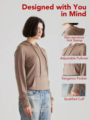 Vista 5 de ZeaLogic Sudadera con capucha para mujer, 100% lana merina, capa base, manga larga, térmica