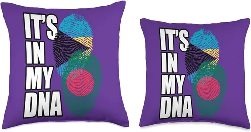 Vista 3 de Bahamian And Bangladeshi Mix DNA Flag Heritage Throw Pillow