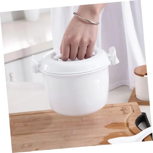 Vista 9 de Arrocera para microondas, recipiente para almacenamiento de alimentos, tazón de microondas con tapa, ollas de arroz para microondas, arroz