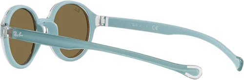 Vista 5 de Ray-Ban Junior RJ9075s - Gafas de sol redondas para niños, Azul claro sobre goma Azul claromarrón oscuro