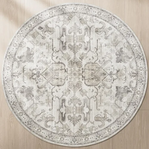 Vista 25 de jinchan Lima - Alfombra simétrica floral geométrica lavable, alfombra de entrada de medio círculo de 2 x 3, alfombra de media luna, suave y Azul