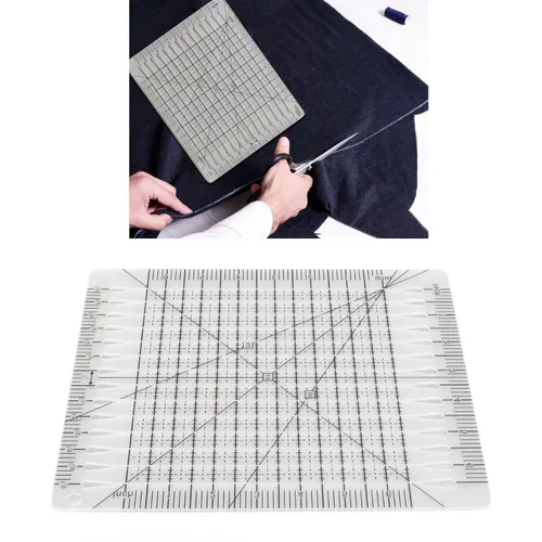 Vista 5 de Pssopp Regla de corte con forma encantadora, acrílico transparente, escala precisa, línea de cuadrícula negra, multifunción, regla de colchas, 10.0