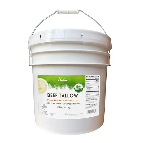 Vista 2 de 100% Puro Sebo de Carne de Res Alimentada con Hierba y Acabada Totalmente Fundido - Grado Alimenticio (3.17 kg)