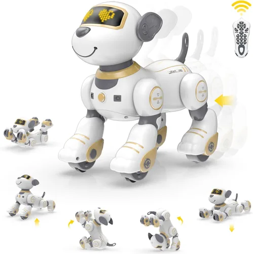 Vista 12 de STEMTRON Gato Robot Control Remoto Programable para Niños, Gato Robot Interactivo, Perro Robot Robo Gato, Robot RC con Sensor de Toque, Ojos LED Azul