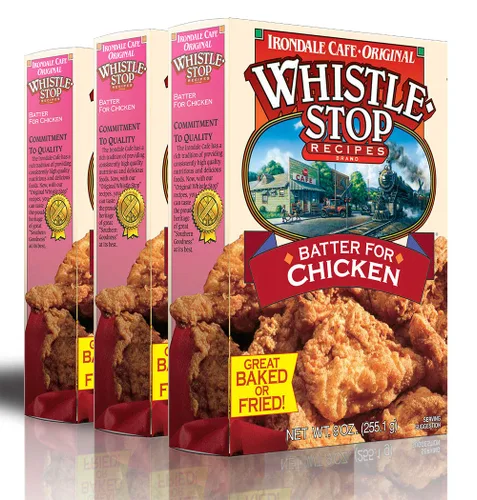 Vista 7 de Recetas originales de WhistleStop Cafe Mezcla de masa para pollo, horneado o frito 9 onzas Caja de 6