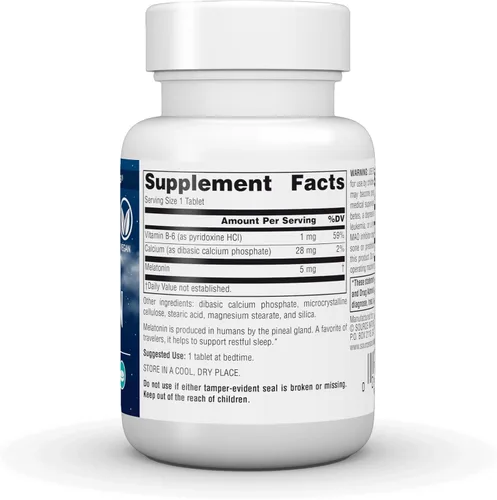 Vista 3 de Source Naturals Melatonina, Ayuda a Promover el Sueño*, 5 mg - 120 Tabletas