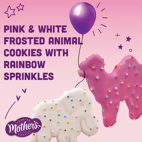 Vista 2 de Mother's Original Circus Animal, galletas de animales esmeriladas con chispas de arcoíris, 10 paquetes, 1 onza cada una