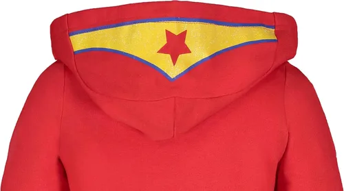 Vista 4 de DC Comics - Disfraz de la Liga de la Justicia para niñas pequeñas, con cremallera, color rojo, 6, Rojo