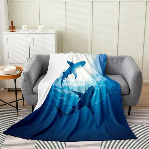Vista 12 de Erosebridal Hammerhead Shark Flannel Blanket 40x50 Marine Life Fuzzy Plush Throw for Sofa Couch Hammerhead Shark Lover Gifts Ocean Sealife Fleece