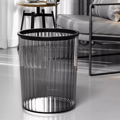 Vista 8 de Transparent Large Capacity Garbage Can for Home, Office, Dormitory - Ideal for Kitchen, Bathroom, Living Room - Stylish Gris Design for Modern Spaces