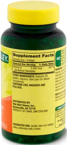 Vista 3 de Suplemento de vitamina A Spring Valley 2400 mcg, 250 unidades + adhesivo STS.