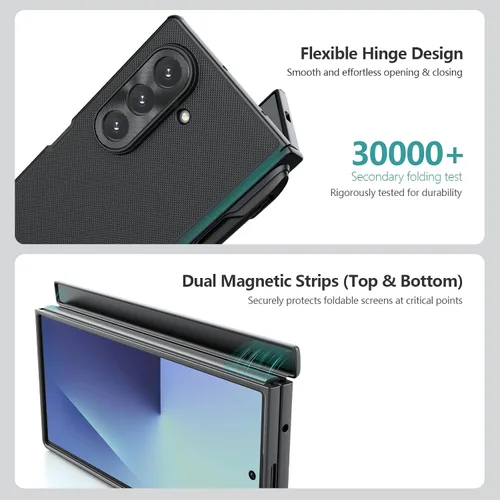 Vista 6 de Nillkin Funda para Samsung Galaxy Z Fold 7 con soporte para S Pen (compatible con MagSafe), protección de bisagra, protector de pantalla HD, textura