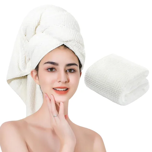 Vista 17 de Toalla de microfibra para el cabello de secado rápido, toallas de secado de pelo, adecuadas para todo tipo de cabello, ultra absorbente, cabello Azul