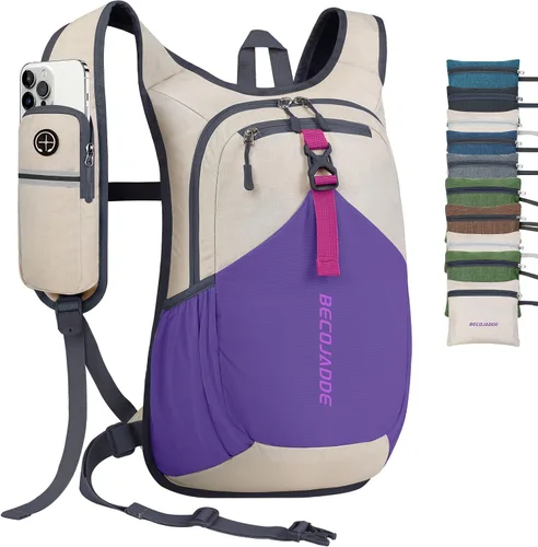 Vista 15 de BECOJADDE - Mochila de senderismo pequeña de 15 L para hombres y mujeres, plegable, ultraligera, para viajes, camping, actividades al aire libre