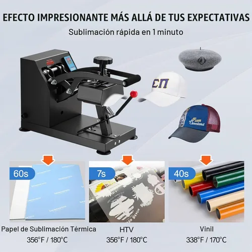 Vista 5 de Happybuy prensa de calor para decorar sombreros y demás. Negro